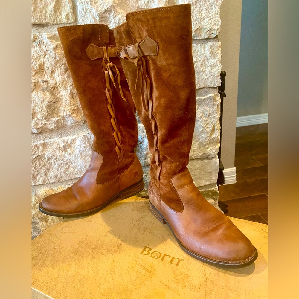 BORN COOK leather/suede tall boots 8.5